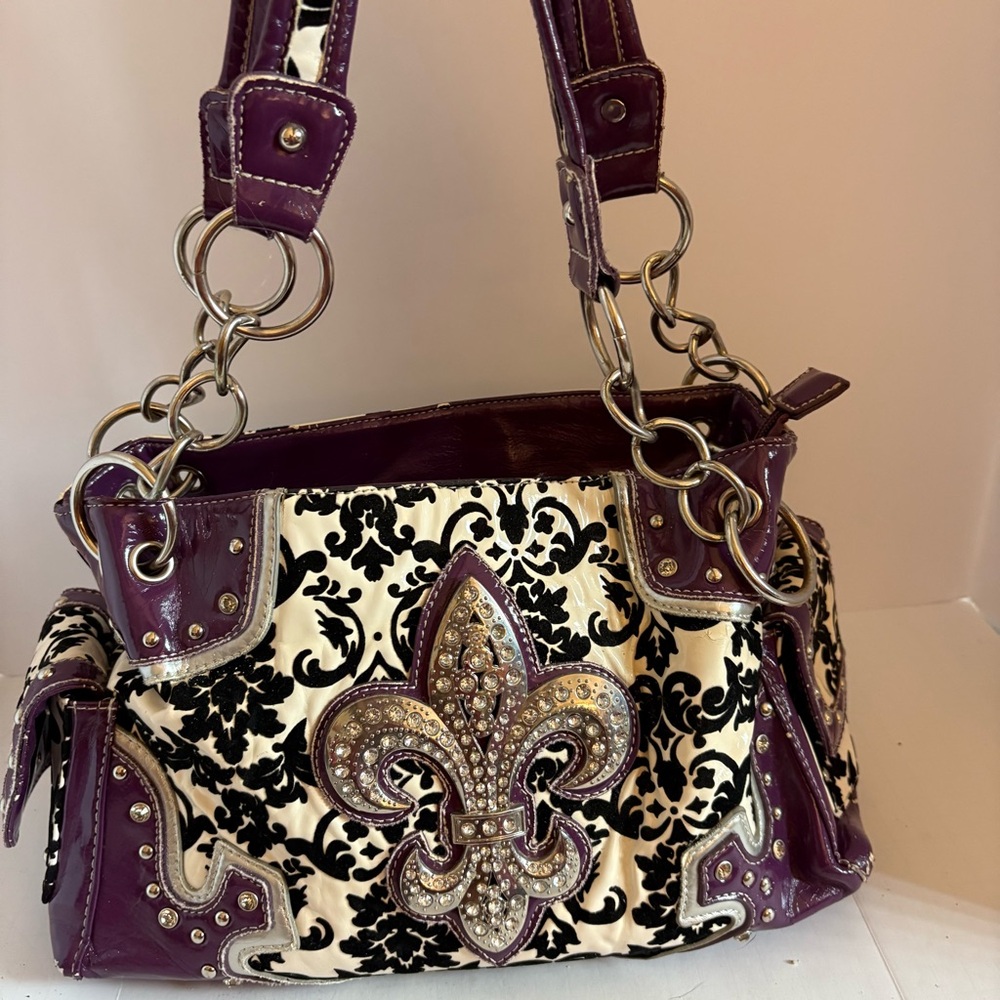 Elegant Purple and Black Women's Bag Set - Picture 9 of 13